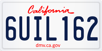 CA license plate 6UIL162