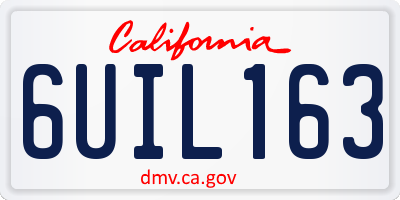 CA license plate 6UIL163