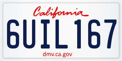 CA license plate 6UIL167