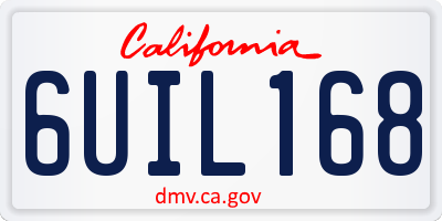 CA license plate 6UIL168