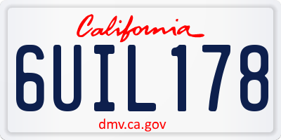 CA license plate 6UIL178