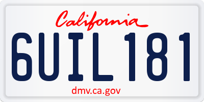 CA license plate 6UIL181