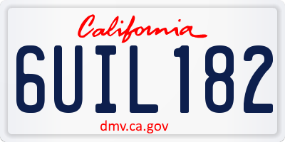 CA license plate 6UIL182
