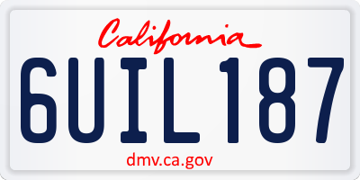 CA license plate 6UIL187