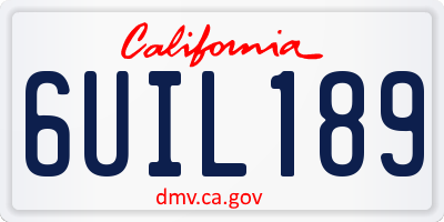 CA license plate 6UIL189