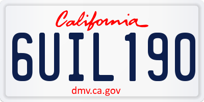CA license plate 6UIL190
