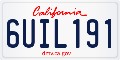 CA license plate 6UIL191