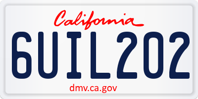 CA license plate 6UIL202