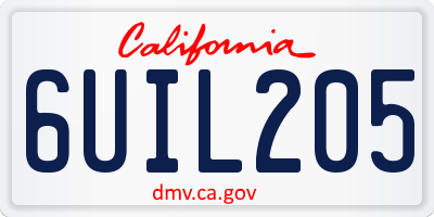 CA license plate 6UIL205