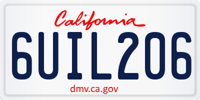 CA license plate 6UIL206