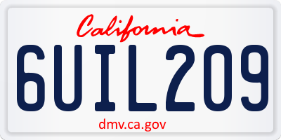 CA license plate 6UIL209