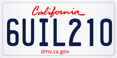 CA license plate 6UIL210