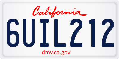 CA license plate 6UIL212
