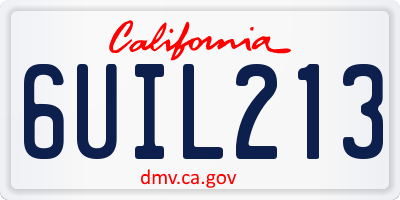 CA license plate 6UIL213