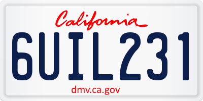 CA license plate 6UIL231