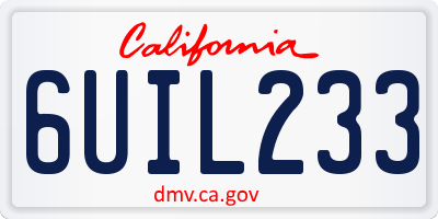 CA license plate 6UIL233
