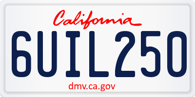 CA license plate 6UIL250