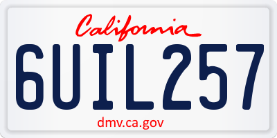 CA license plate 6UIL257