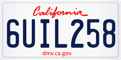 CA license plate 6UIL258