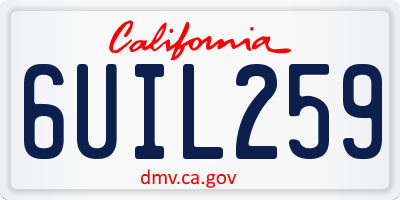 CA license plate 6UIL259