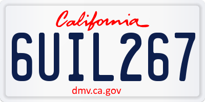 CA license plate 6UIL267