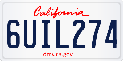 CA license plate 6UIL274