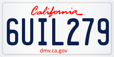 CA license plate 6UIL279