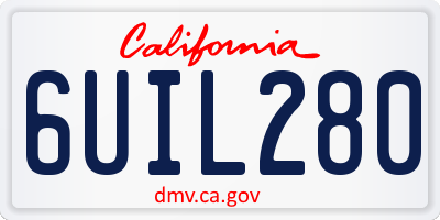 CA license plate 6UIL280