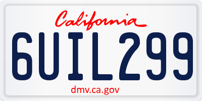 CA license plate 6UIL299