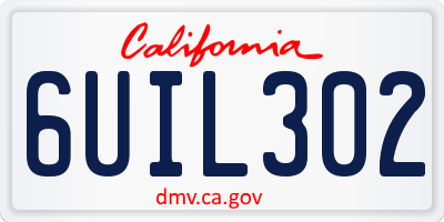 CA license plate 6UIL302