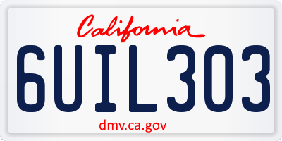 CA license plate 6UIL303