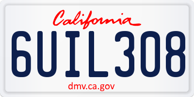 CA license plate 6UIL308