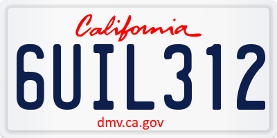CA license plate 6UIL312