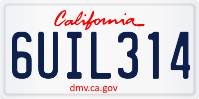 CA license plate 6UIL314