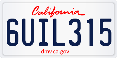 CA license plate 6UIL315