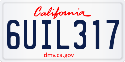 CA license plate 6UIL317