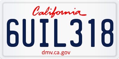 CA license plate 6UIL318