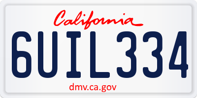 CA license plate 6UIL334