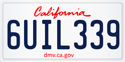 CA license plate 6UIL339