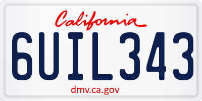 CA license plate 6UIL343
