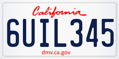CA license plate 6UIL345