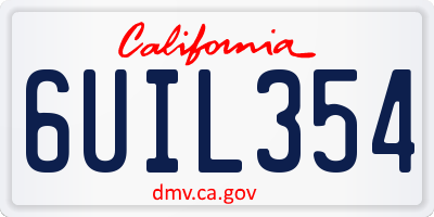 CA license plate 6UIL354