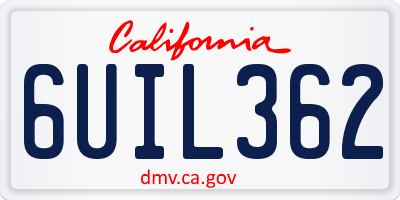 CA license plate 6UIL362
