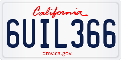 CA license plate 6UIL366