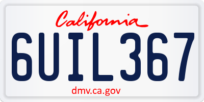 CA license plate 6UIL367
