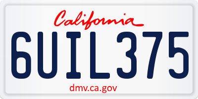 CA license plate 6UIL375