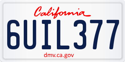 CA license plate 6UIL377