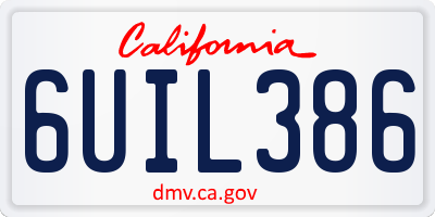 CA license plate 6UIL386