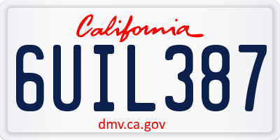 CA license plate 6UIL387