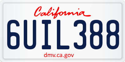 CA license plate 6UIL388